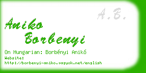 aniko borbenyi business card