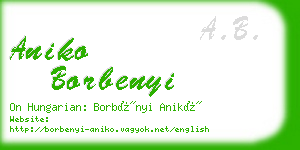 aniko borbenyi business card